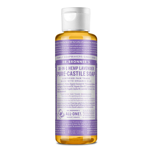 Dr. Bronner's - Pure-Castile Liquid Soap (Lavender, 4 ounce) - Made with Organic Oils, 18-in-1 Uses: Face, Body, Hair, Laundry, Pets and Dishes Beauty & Personal Care Dr. Bronner's