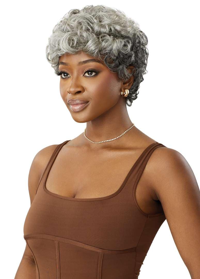 Outre Fab & Fly Full Cap Wig Gray Glamour - Human Hair - Emir (HL34/51)