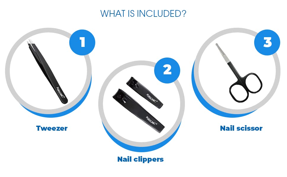 Pursonic | Salon Quality Manicure Tool Kit for Manicures & Pedicures, Includes Nail Clippers, Tweezers & Nail Scissors - Durable Stainless Steel Beauty & Personal Care Pursonic