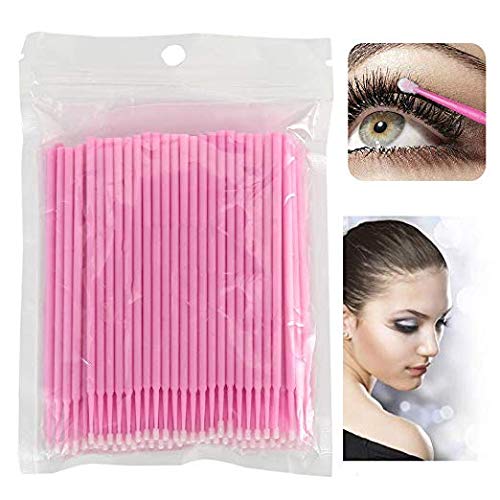 Coobbar 100pcs/lot Durable Micro Disposable Eyelash Extension Mascara Brush Eyelash Glue Cleaning Stick for Women (Pink) Beauty & Personal Care Coobbar