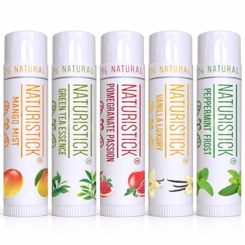 Naturistick Natural Beeswax Lip Balm 5-Pack - Assorted Flavors Beauty and Personal Care Naturistick