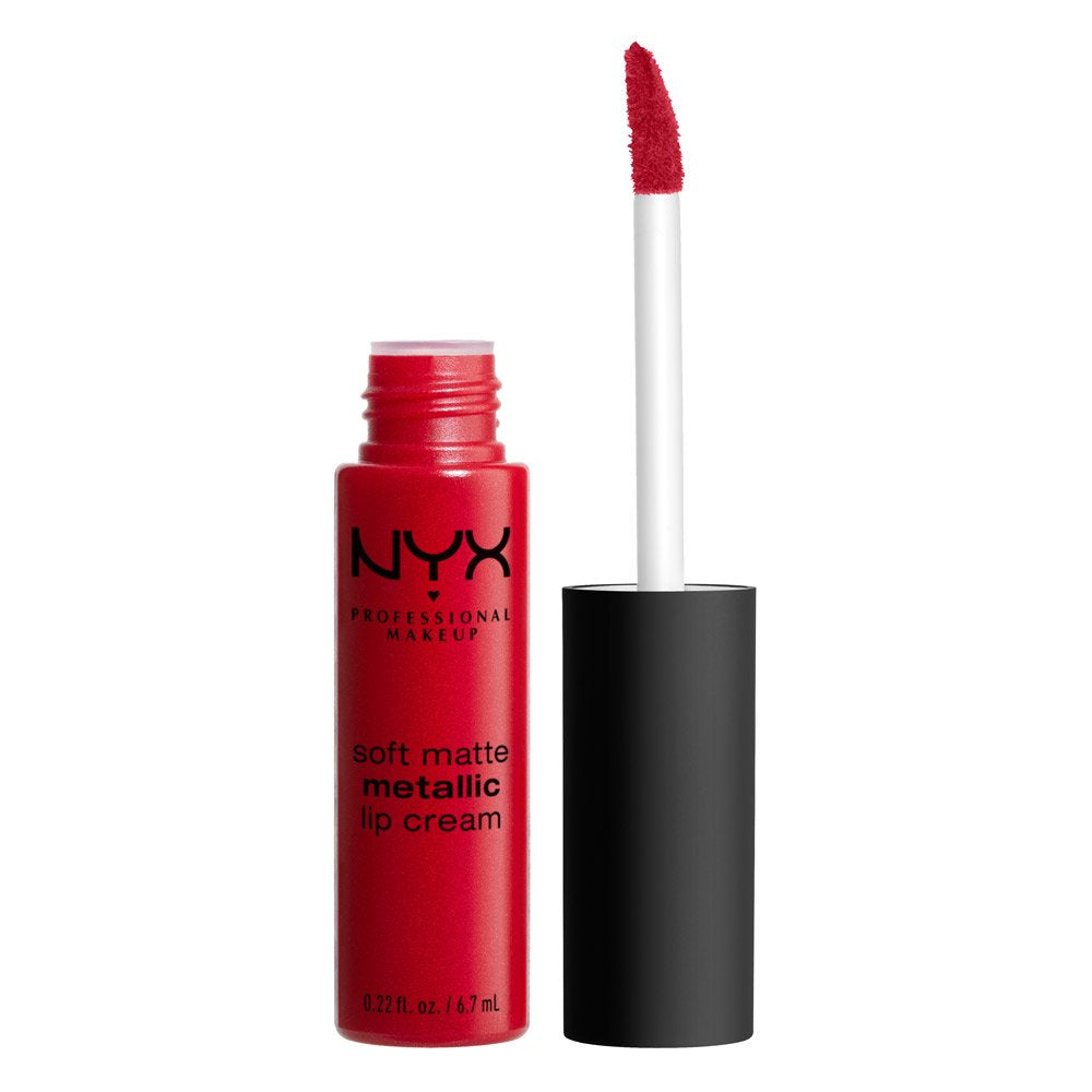 NYX PROFESSIONAL MAKEUP Soft Matte Metallic Lip Cream, Liquid Lipstick - Monte Carlo (Deep Cranberry Red) Beauty & Personal Care NYX PROFESSIONAL MAKEUP