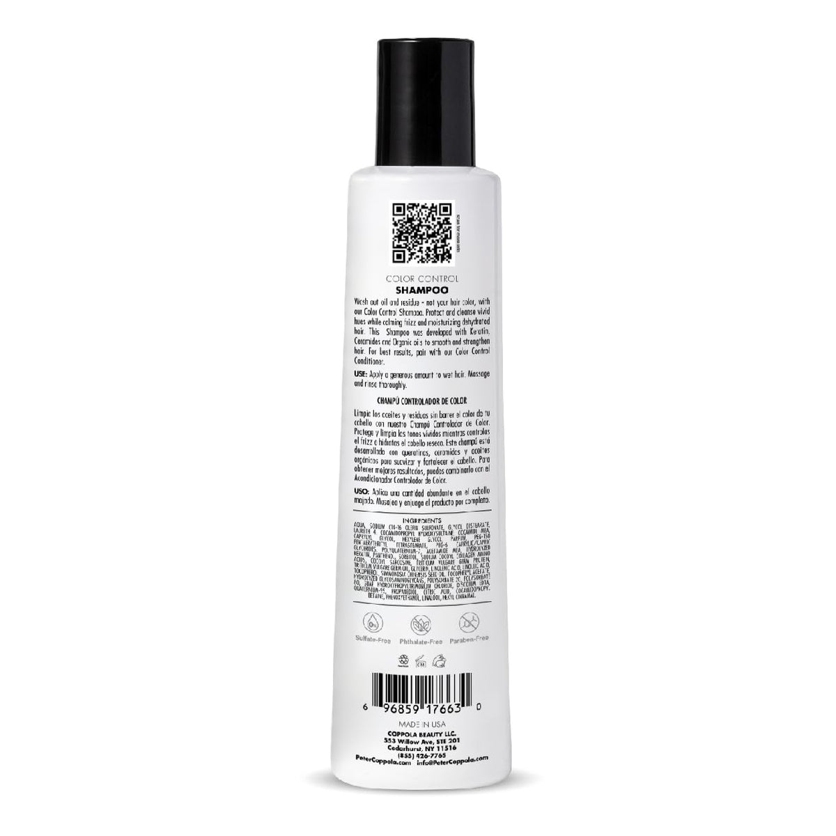 Peter Coppola Keratin Concept Color Control Sulfate-Free Shampoo - 12 oz - Gentle Cleansing, Keratin Complex, Color Safe Shampoo for Daily Use