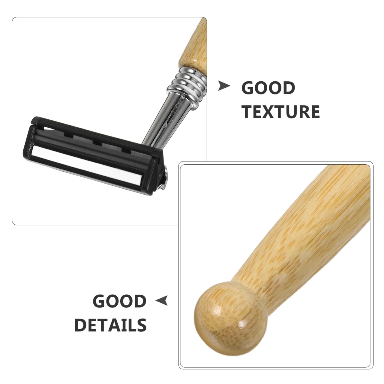 4Pcs Bamboo Single Blade Razors Double Edge Safety Razor Eco-Friendly Handmade Long Natural Bamboo Handle Stainless Steel Safety Shaving Men's Shaving Beauty and Personal Care NULYLU