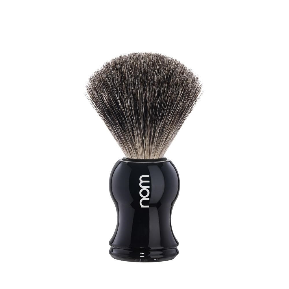 MHLE NOM Gustav Shaving Brush - Pure Badger Shave Brush for Shaving Soaps and Creams - Exfoliating Shaving Brush - Black Handle Beauty and Personal Care MÜHLE