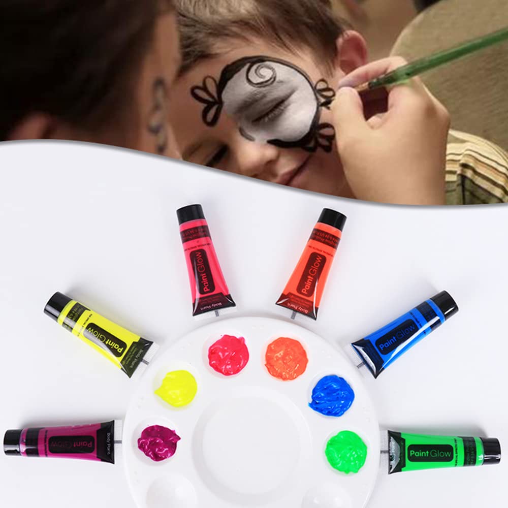 Black Light Neon Face and Body Paint Glow in the Dark Paint Halloween Blacklight Glow Party 6 Color 24 tubes Beauty & Personal Care Xmifer