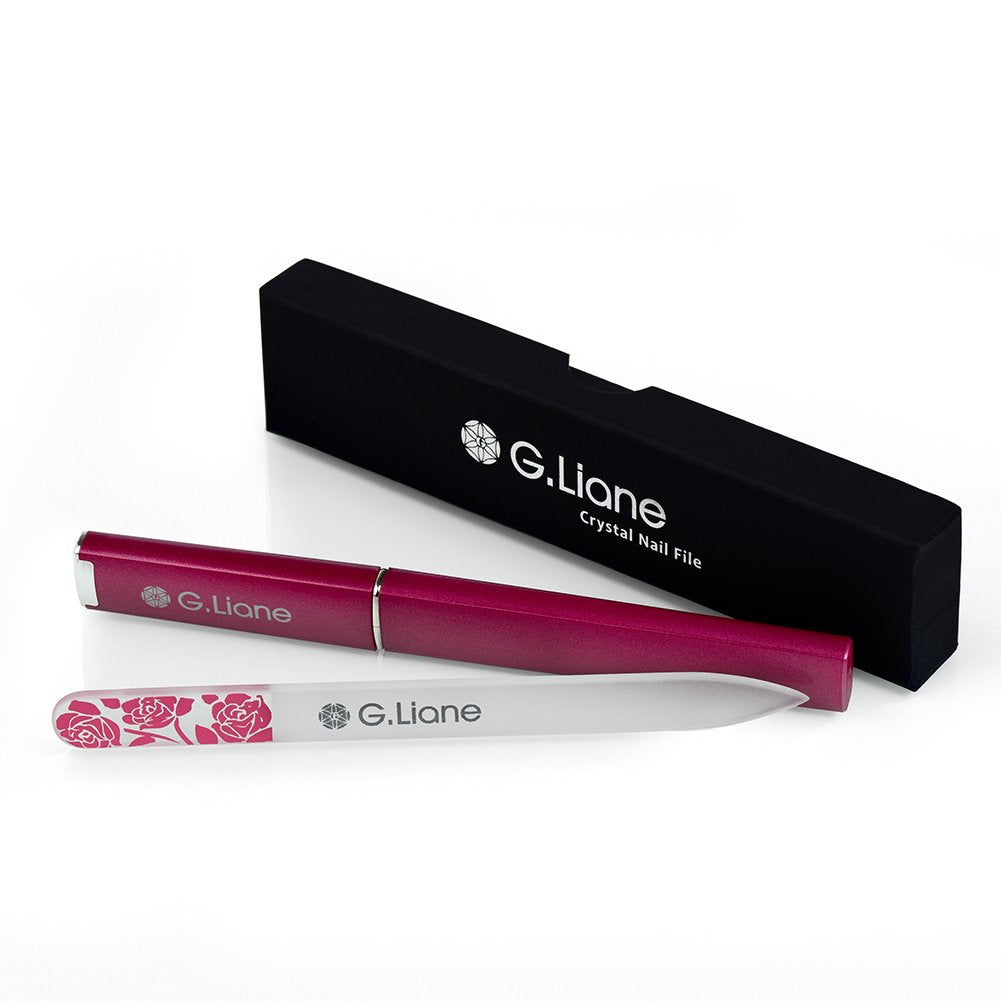 G.Liane Premium Glass Nail File with Case Professional Crystal Fingernail Files Perfect Manicure Set for Women Men Kids Nail Care Gift Set(Rose Pink) Beauty & Personal Care G.Liane
