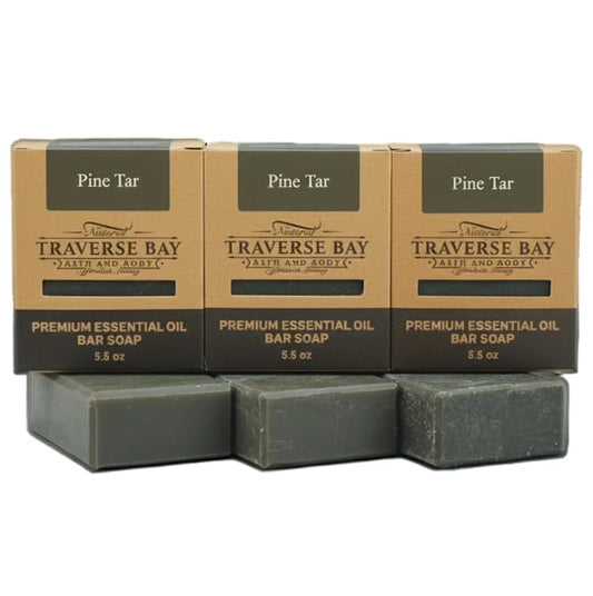 Traverse Bay Bath and Body Pine Tar Soap - Natural Cold Process Handmade Soap with Essential Oils - Pine Tar For Men With Activated Charcoal Beauty & Personal Care Traverse Bay Bath and Body