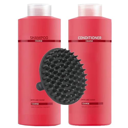 Invigo Brilliance Shampoo & Conditioner 1 Liter Duo Set + M Hair Designs Scalp Brush - for Coarse Hair, Color-Safe, Shine-Enhancing, Sulfate-Free Hair Beauty & Personal Care M Hair Designs