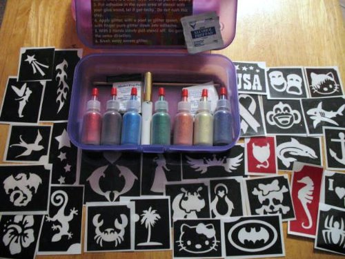 Classic Rainbow Glitter Tattoo Face Paint Kit Beauty & Personal Care Chit Chat the Clown