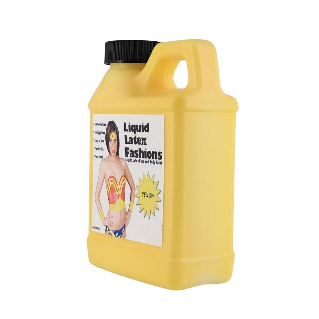 Yellow 8 Fl Oz - Liquid Latex Body Paint, Ammonia Free No Odor, Easy On and Off, Cosplay Makeup, Creates Professional Monster, Zombie Arts Beauty & Personal Care Liquid Latex Fashions