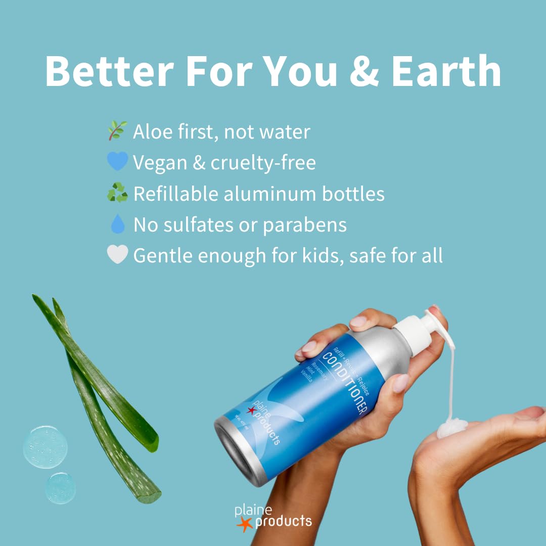 Eco-Friendly Shampoo - Rosemary, Mint, Vanilla - Sulfate Free, 16oz (Refillable Bottle with pump) Beauty & Personal Care Plaine Products