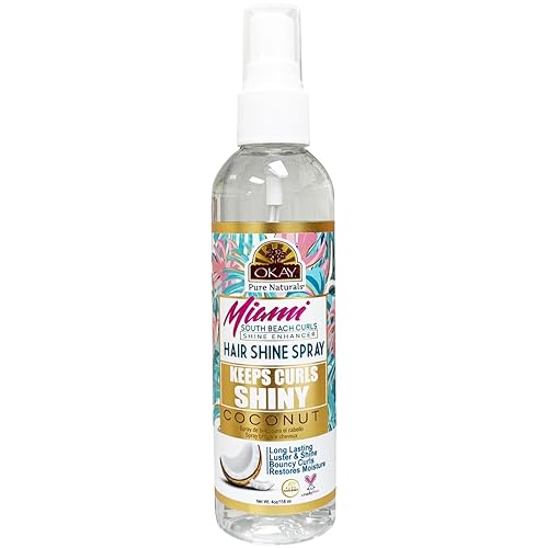 OKAY Hair Shine Spray 4 oz - Shine Enhancer for Curly, Wavy & Straight Hair - Frizz Control, Gloss Finish & Lightweight Styling Spray with Vitamin E Beauty & Personal Care OKAY