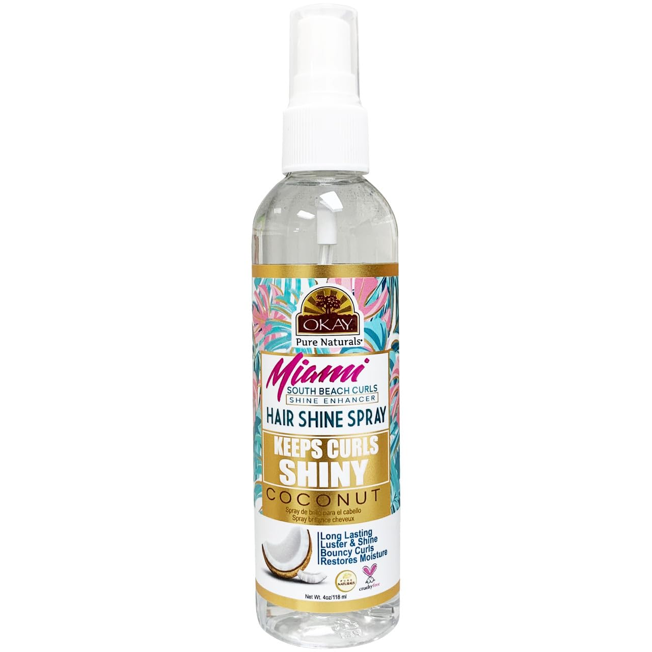OKAY Hair Shine Spray 4 oz - Shine Enhancer for Curly, Wavy & Straight Hair - Frizz Control, Gloss Finish & Lightweight Styling Spray with Vitamin E Beauty & Personal Care OKAY