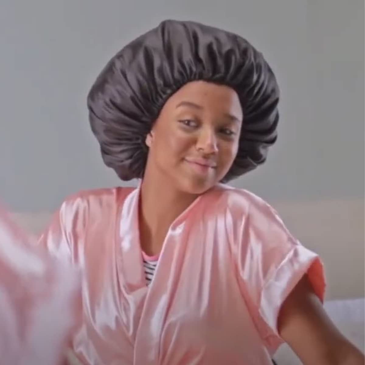DOMPEL Satin Hair Cap for Curly, Voluminous, or Straight Hair - Prevents Frizz, Dryness, Knots, and Hair Breakage During Sleep - Model 392 Black Beauty and Personal Care DOMPEL