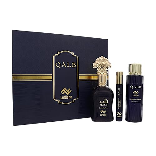 LUNICHE Qalb For Unisex - 3 Piece Set For Unisex: 3.4 Oz Eau De Parfum Spray, 0.3 Oz Eau De Parfum, 3.4 Oz Fragrance Mist Beauty & Personal Care LUNICHE