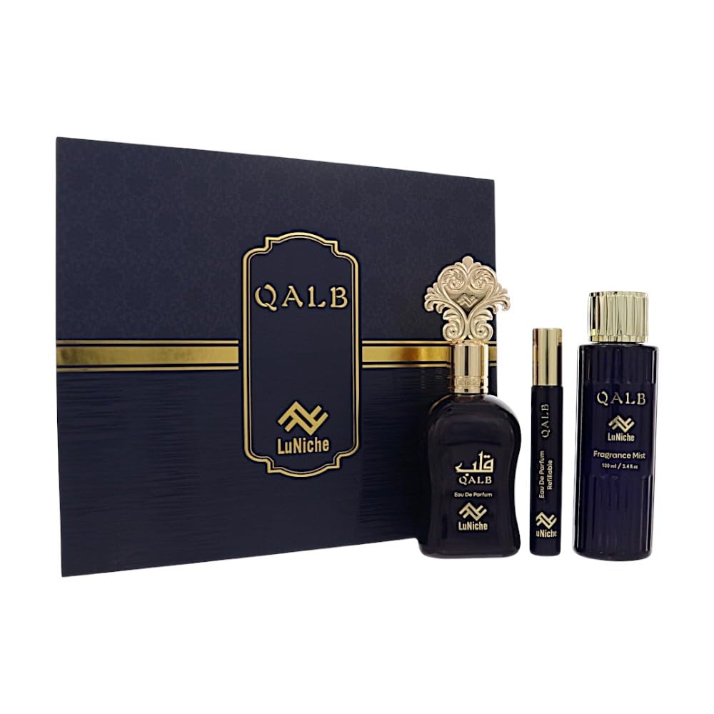 LUNICHE Qalb For Unisex - 3 Piece Set For Unisex: 3.4 Oz Eau De Parfum Spray, 0.3 Oz Eau De Parfum, 3.4 Oz Fragrance Mist Beauty & Personal Care LUNICHE