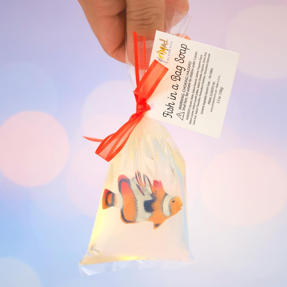 Primal Elements Fish in a Bag - Clownfish | Premium Glycerin Soap, Help With Dry Skin, Great for Body and Face | NO PARABENS, VEGAN, GLUTEN FREE, 100% Beauty & Personal Care Primal Elements