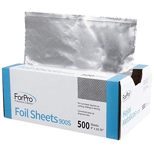 ForPro Professional Collection Embossed Foil Sheets 900S, Aluminum Foil, PopUp Dispenser for Hair Color Application and Highlighting, Food Safe, 9” W Beauty & Personal Care ForPro Professional Collection