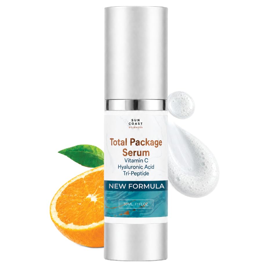Sun Coast Sciences - Total Package Serum - Vitamin C Serum with Hyaluronic Acid & Peptides for Face - Hydrating Anti Aging Face Serum for Smoother Beauty and Personal Care SUN COAST SCIENCES Default Title