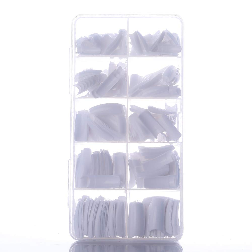 Yimart French False Nail Tips French Nail Art Tips 500pcs White French Acrylic Style Artificial False Nails Tips With Box (White) Beauty & Personal Care Yimart