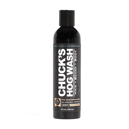 Chuck's Hog Wash - All Natural Beard and Body Wash - The Bushwhacker Scent, 8oz - Leaves Your Beard Softer Than its Ever Been and is Suitable Beauty & Personal Care Badass Beard Care