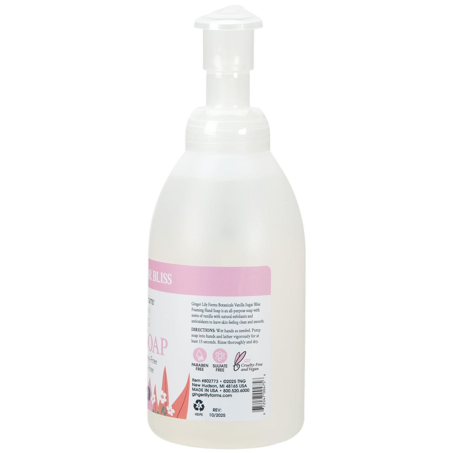 Ginger Lily Farms Botanicals All-Purpose Foaming Hand Soap Refill, 100% Vegan & Cruelty-Free, Vanilla Sugar Bliss Scent, 20 Fl Oz (Pack of 1) Beauty & Personal Care Ginger Lily Farms