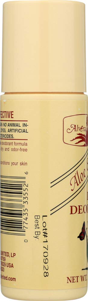 Alvera Roll-on Deodorant Aloe Based & Almonds - 3 fl. oz (89 ml) (Pack of 6) Beauty and Personal Care flysclean