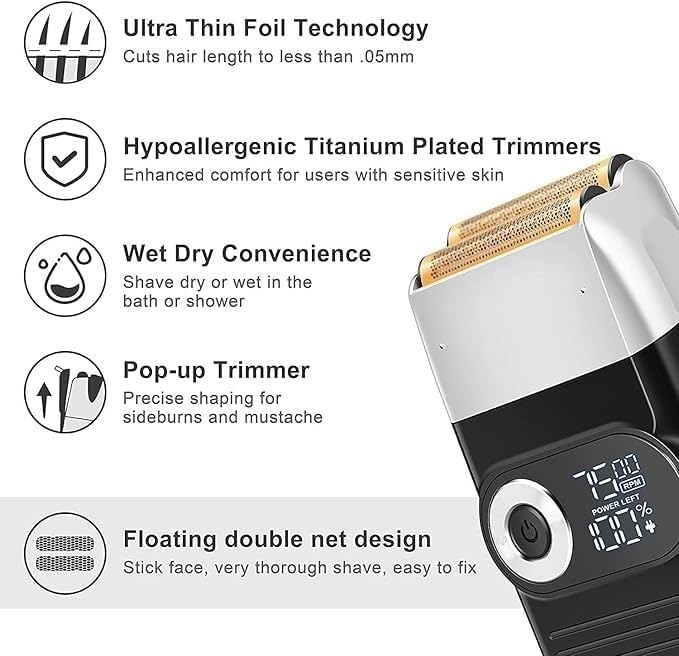 YREAJZVS Electric Razor for Men, Rechargeable Hair Shaver for Men Electric Shaver Beard Electric Razor Bald Head Fades Shaving Machine Finishing Tools Beauty and Personal Care YREAJZVS