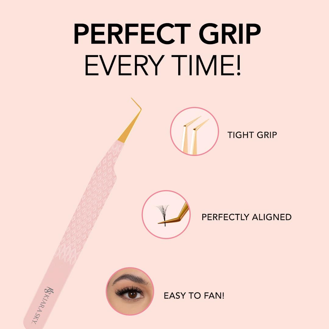 KIARA SKY LASH Tweezer for Eyelash Extensions - Precision Fiber Tip Grip - Volume, Mega Volume, and Lash Removal Fills - Comfortable Ergonomic Design Beauty and Personal Care KIARA SKY