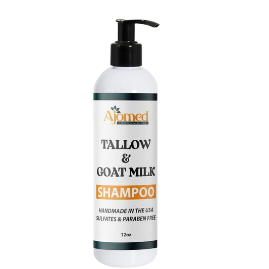 AJOMED Cosmetics Goat Milk and Tallow Shampoo - Tallow Moisturizing Hair Care for Dry, Damaged Split Ends - Silicone, Paraben, Sulfate Free Shampoo Beauty & Personal Care AJOMED COSMETICS
