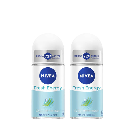 NIVEA Energy Fresh Roll-On Anti-Perspirant Deodorant 50ml - Long-Lasting 72H Odor Protection - Lemongrass Scent - Refreshing Skin Care for All-Day Beauty and Personal Care NIVEA