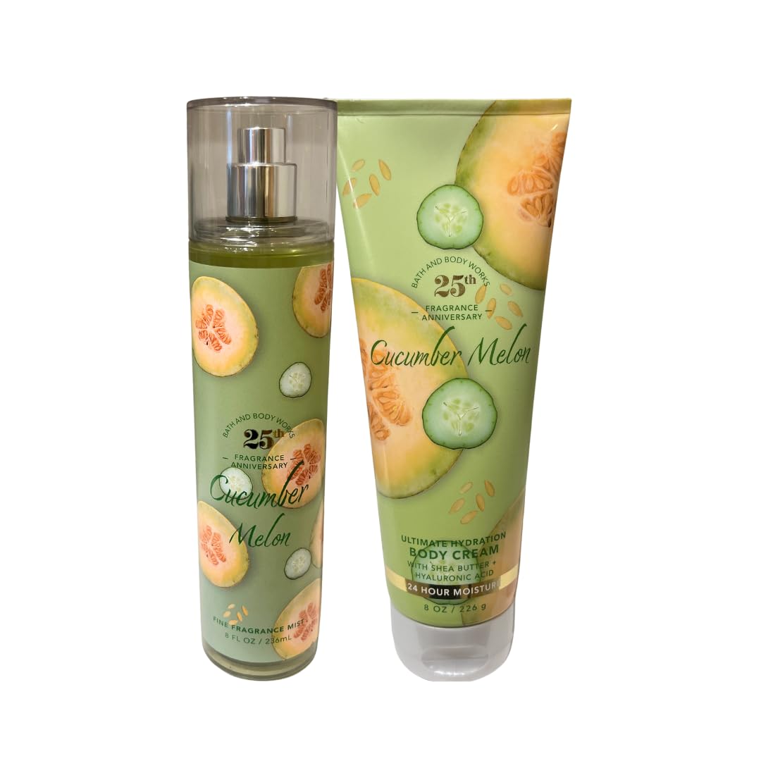 Bath & Body Works Cucumber Melon Fine Fragrance Mist 8oz and Body Cream 8oz Beauty & Personal Care Bath & Body Works