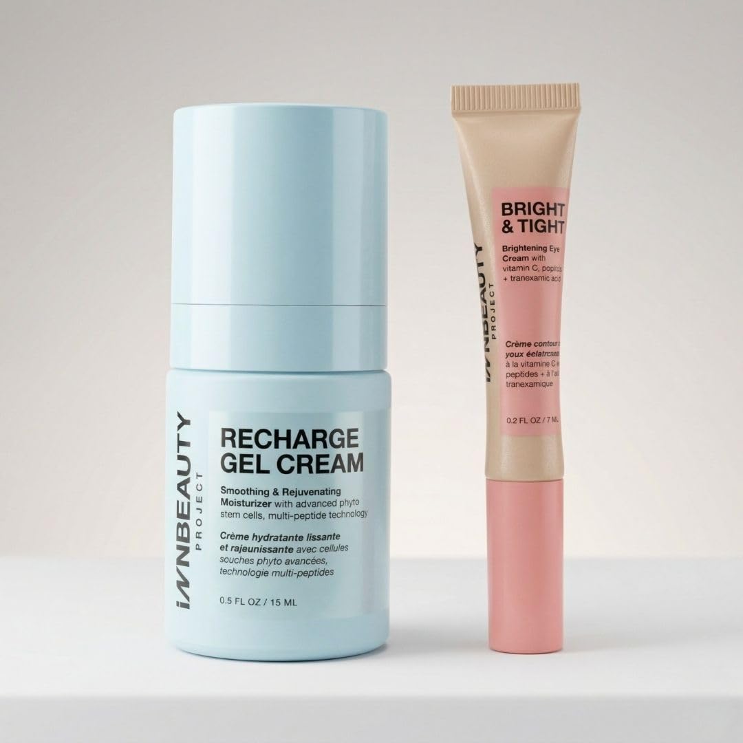 INNBEAUTY Project Smooth & Bright Travel Skincare Holiday Gift Set - Gel Cream & Eye Cream for Hydration, Radiance & Dark Circles Beauty & Personal Care Innbeauty Project