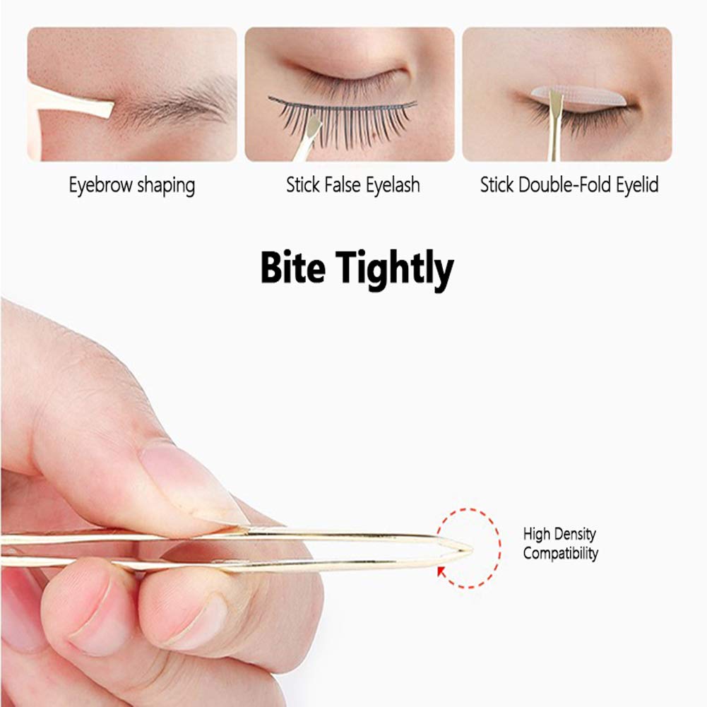 Tvoip 3Pcs Eyebrow Tweezer Golden Stainless Steel Slant/Flat Tip Curved Forceps Hair Removal Cosmetic Makeup Tool Kit Face Trimmer Beauty and Personal Care Tvoip