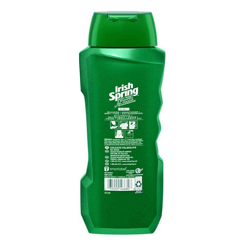 Irish Spring Body Wash & Shampoo - 5 in 1 - Net Wt. 18 FL OZ (532 mL) Per Bottle - Pack of 3 Bottles Beauty & Personal Care Irish Spring