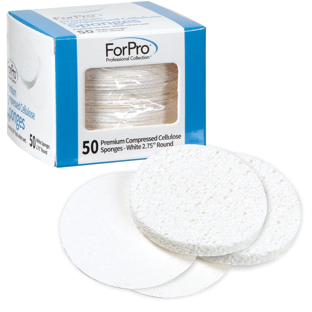 ForPro Professional Collection Premium Compressed Facial Sponges, 50-Count Cellulose Sponges for Facial Cleaning, Exfoliating and Makeup Removal Beauty & Personal Care ForPro Professional Collection