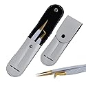 2pcs White Straight and L-Shaped (Boot) Gold Pointed Eyelash Tweezers for Lash Extension - Stainless Steel Precision Tweezers for Volume and Classic Beauty & Personal Care GMI TWEEZERS