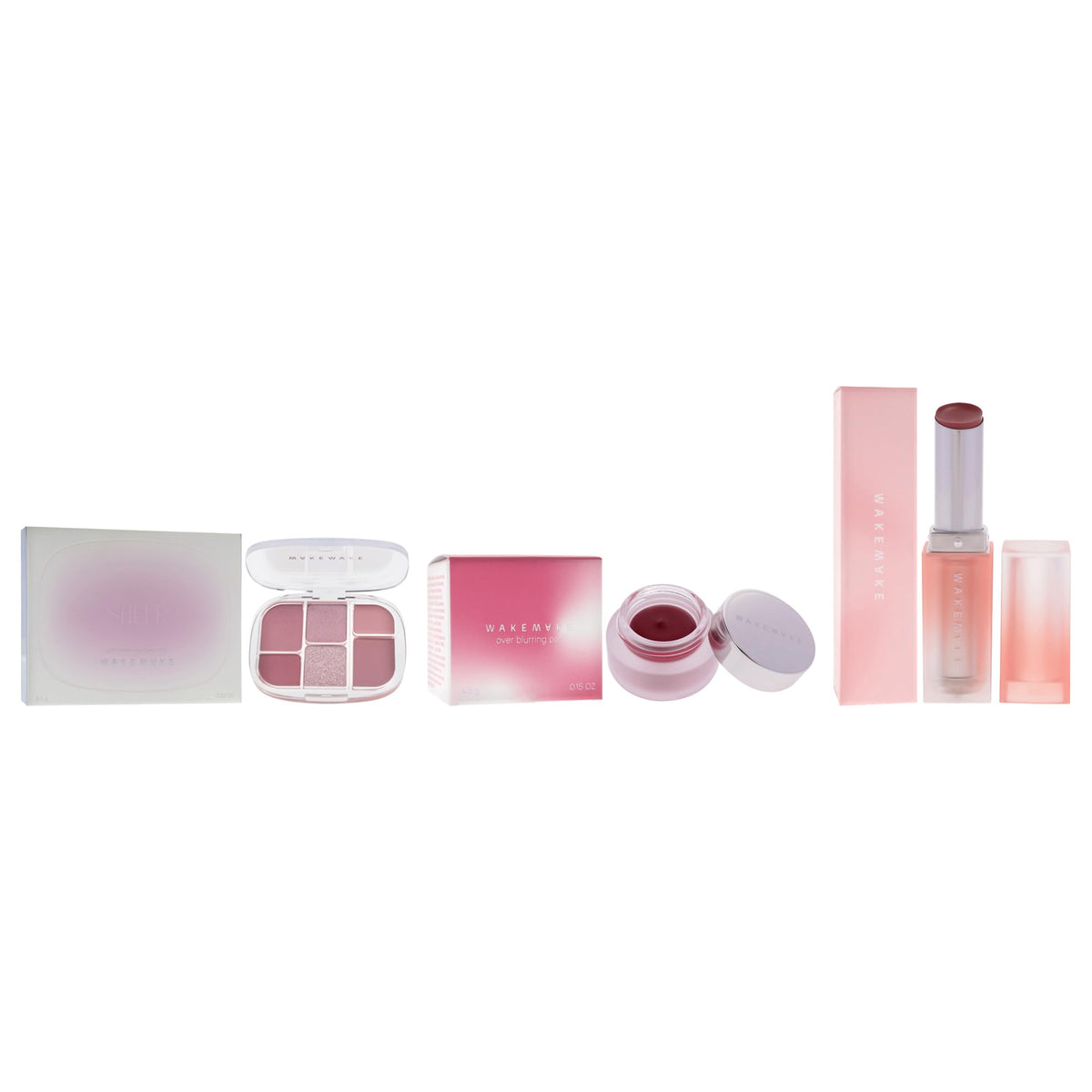 Wakemake Kit by Wakemake for Women - 3 Pc Kit 0.22oz Makeup - 03 Lavander Pleasure, 0.15oz Makeup - 07 Mauve Pink, 0.12oz Lipstick - 03 Noted