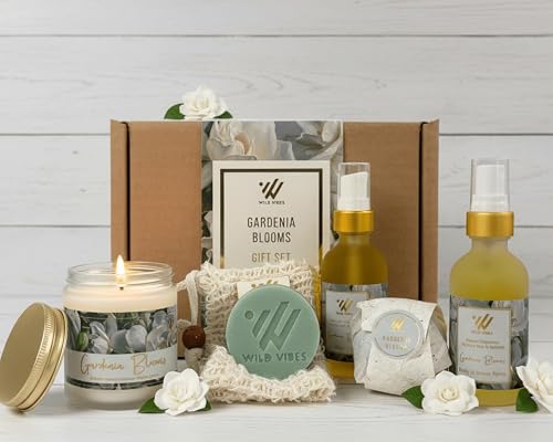 Wild Vibes Gardenia Blooms Aromatherapy Gift Box Perfect for Birthdays, Mother's Day, Thank You Days. Luxurious Body Oil, 2 in 1 Bubbles, Bath Bomb Beauty & Personal Care Wild Vibes