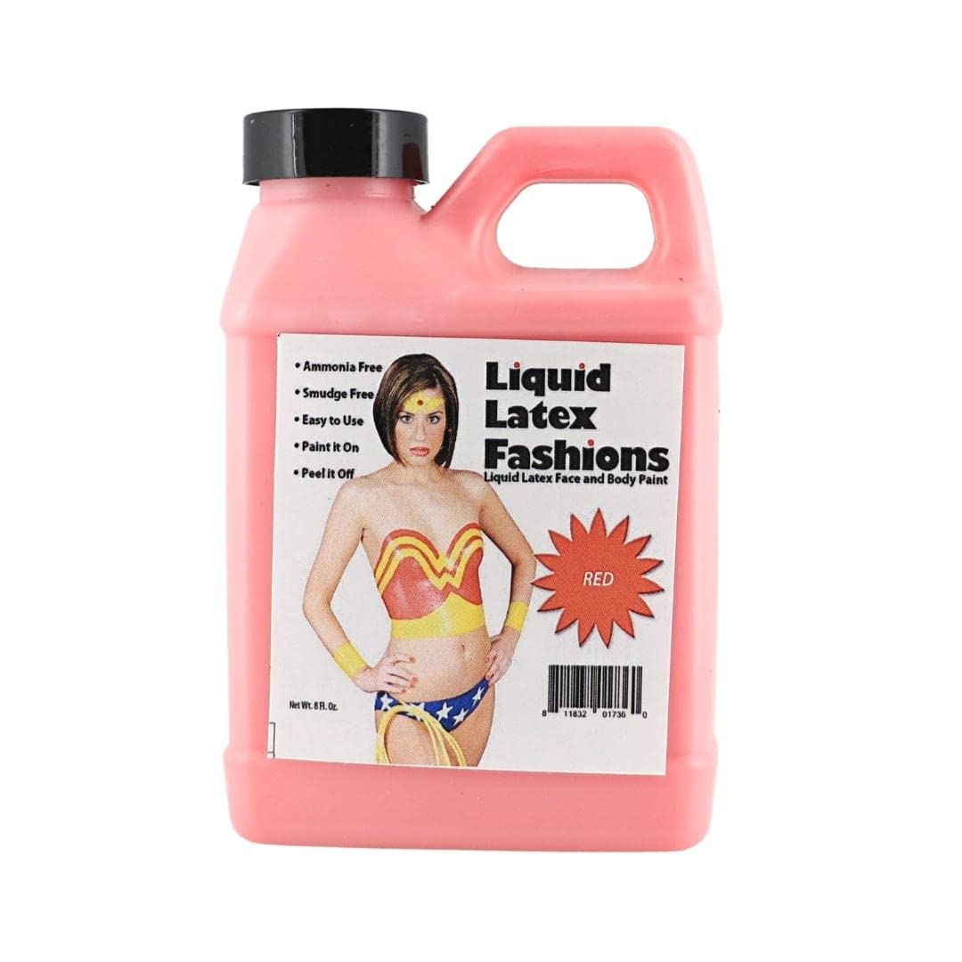 Red 8 Oz - Liquid Latex Body Paint, Ammonia Free No Odor, Easy On and Off, Cosplay Makeup, Creates Professional Monster, Zombie Arts, Lightning Beauty & Personal Care Liquid Latex Fashions