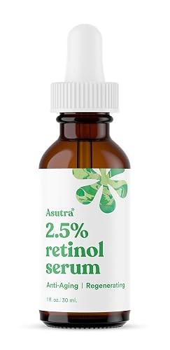 ASUTRA 2.5% Retinol Serum, 1 fl oz - Hyaluronic Acid, Vitamin E, Wheat Germ, Aloe, & Jojoba Oil, Plumping Face Serum Beauty & Personal Care ASUTRA