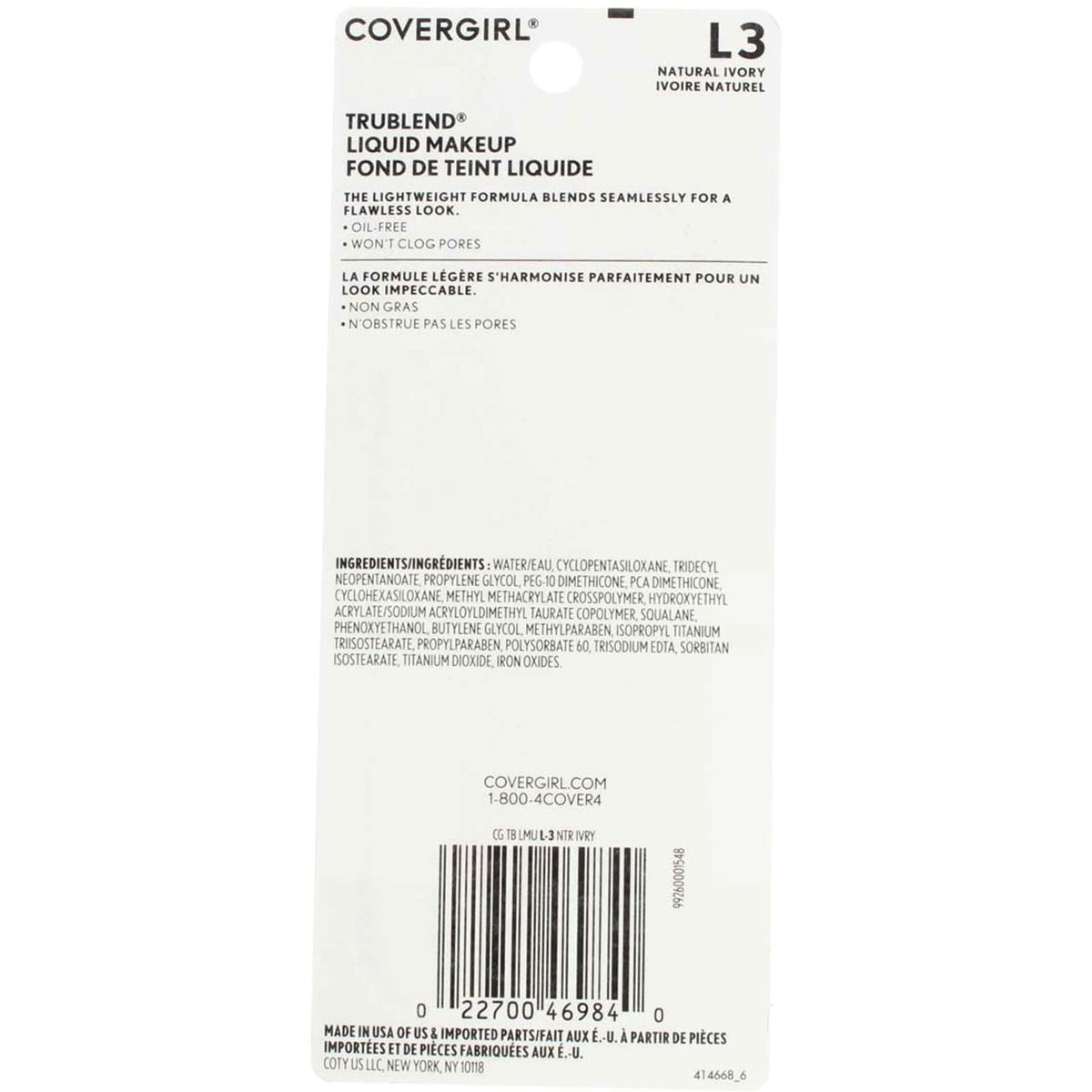 CoverGirl Trublend Natural Ivory Liquid Makeup -- 2 per case.