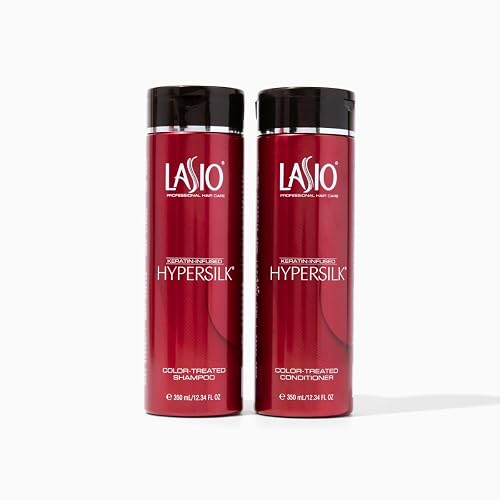 Lasio Keratin-Infused Hypersilk Color Treated Shampoo and Conditioner Set - 12.34 Fl. Oz - Color Treated Hair Shampoo and Deep Conditioner for Dry Beauty & Personal Care Lasio