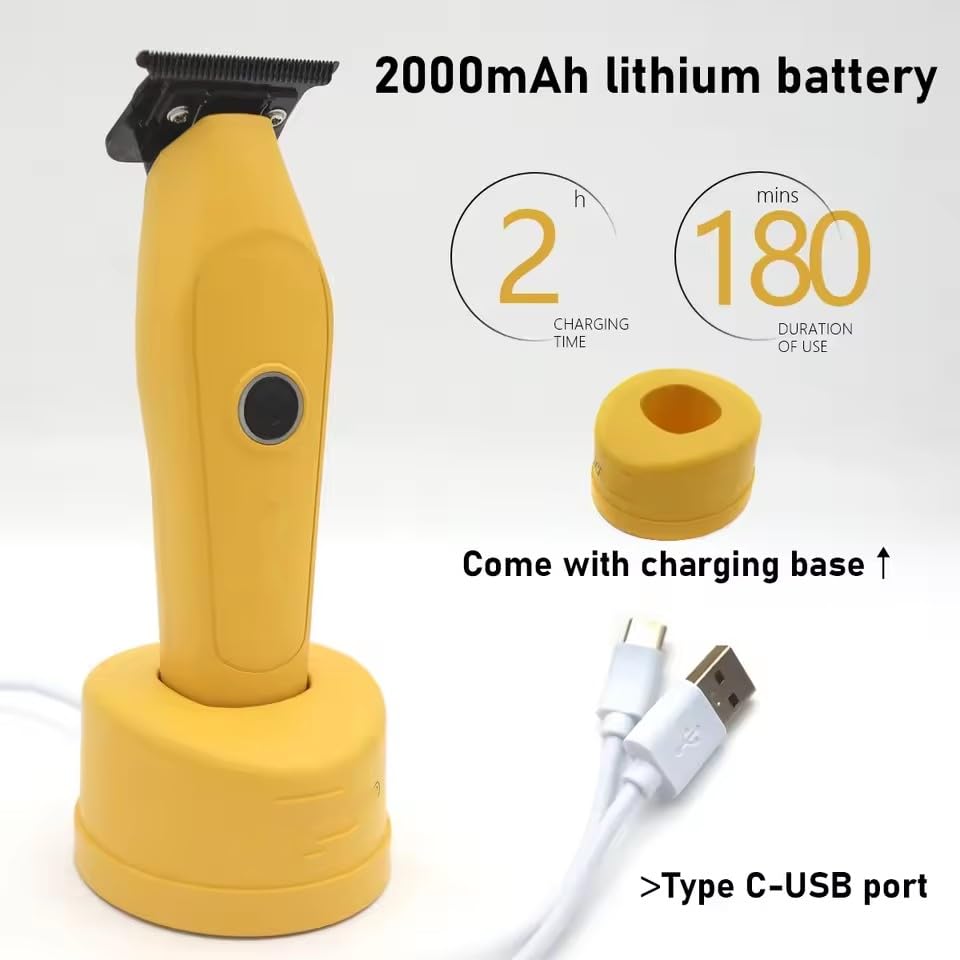 QDKVTNDJZ Hair Trimmer for Men DLC T-Blade 8800RPM Brushless Motor Cordless 2000mhA Professional Barber Machines with Charging Base Beauty and Personal Care QDKVTNDJZ