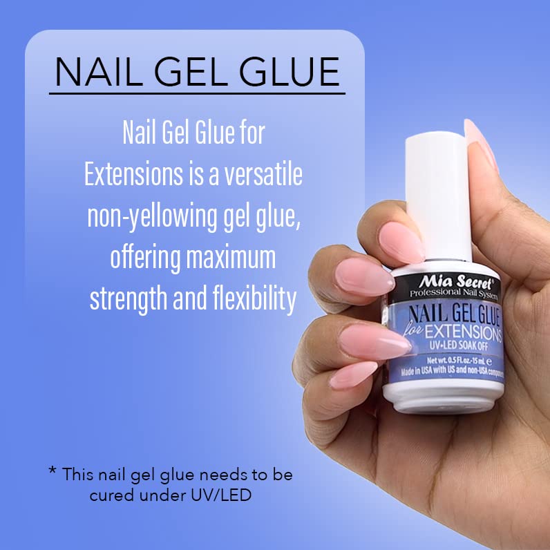 MIA SECRET 0.5Floz NAIL GEL GLUE FOR EXTENSIONS UV-LED SOAK OFF Beauty & Personal Care Mia Secret