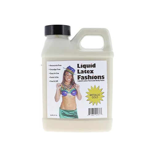 Metallic Gold 8 Oz - Liquid Latex Face and Body Paint for New Year's, Golden Age, Roaring 20's Costume, Cosplay and Concerts Beauty & Personal Care Liquid Latex Fashions