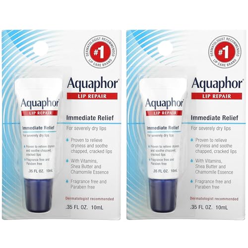 Aquaphor Lip Repair Ointment - Long-lasting Moisture to Soothe Dry Chapped Lips - .35 fl. oz Tube, 2 Pack Beauty and Personal Care AQUAPHOR