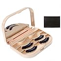 YiQiYi Cosmetic Case Empty Eyelashes Storage Case with Makeup Mirror Holder Box Fake Eyelash Packing Travel Storage Case Eyelashes Bag(Gold) Beauty & Personal Care YiQiYi