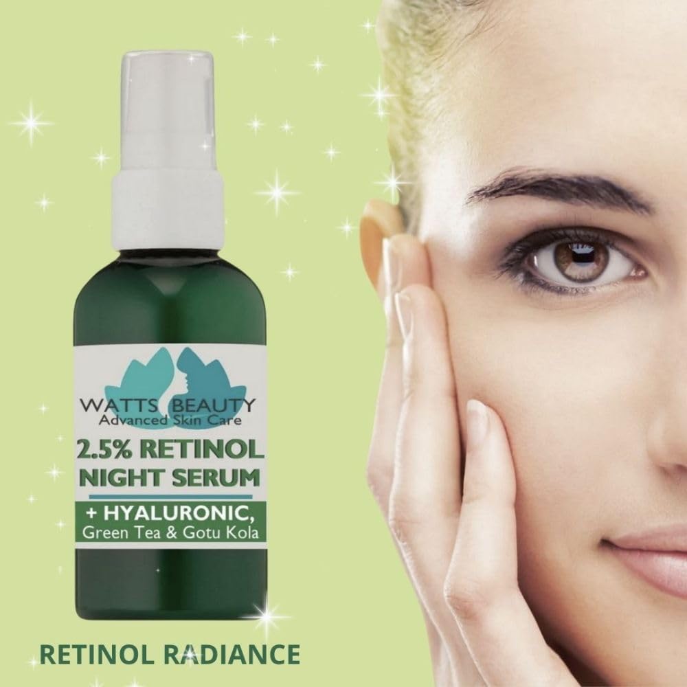 Watts Beauty 2.5% Retinol Serum with 50% Hyaluronic Acid - Anti Aging, Fine Lines, Wrinkles, Blemishes, Large Pores - No Parabens, No Animal Testing Beauty & Personal Care Watts Beauty